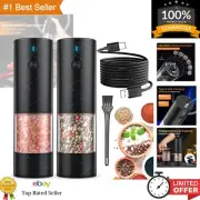 Large Capacity Automatic Salt and Pepper Mill Set - Adjustable Coarseness, Black