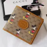 精品二手 GUCCI 古馳 GG DISNEY X GUCCI 米奇老鼠印花 男生對折錢包 短夾 錢夾 602547