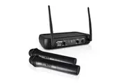 Pyle Channel Microphone System-VHF Fixed Dual Frequency Wireless Set with 2 Handheld Dynamic Transmitter Mics, Receiver Base-for PA, Karaoke, Dj Party PDWM2135 , Black