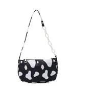 Fashion Sweet Milk Cow Pattern Shoulder Bags Women Vintage Print Handbags Travel Retro Cute Chain Shoulder Strap Totes