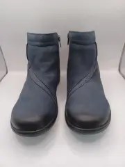 NEW Clarks Collection Carleigh Style Leather Ankle Boots-Navy Womens Sz 7M (US)