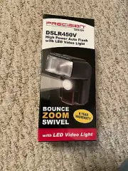 Precision Design DSLR450V High Power Auto Flash with LED Video Light. NIB!