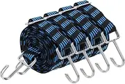 uxcell 4Pcs Adjustable Bungee Cords with Hooks, 79 Inch Flat Heavy Duty Elasticity Straps Rubber Bungee Cords with Buckle for Outdoor, Camping, Tarp, Bike Rack, Luggage, Black Blue