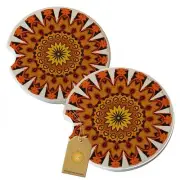 Orange Aliens Car Coasters Gift Set Sandstone Cup Holder Bling