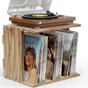 Emfogo Record Player Stand with Vinyl Record Storage, Turntable Stand Wall Mount