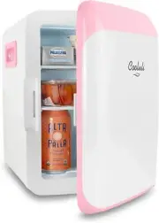 Mini Fridge Foods Drinks Skincare Countertop Home Car Portable Small Cooler Pink