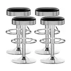 Artiss 4x Bar Stools Kitchen Dining Chairs Leather Padded Stool Gas Lift Silver