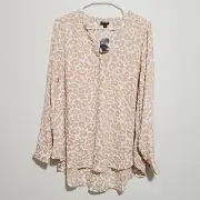 Torrid Leopard Print Georgette Long Sleeve Blouse Top Size 0X Large