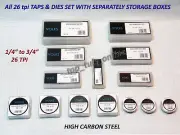 CEI 26 TPI TAP & DIE SET 1/4" to 3/4" HIGH CARBON STEEL TRUIMPH,NORTON,BSA,ARIEL