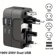 Universal Travel Adapter Multi-pin Plug Dual USB Port Power Outlet Charger Converter EU US UK AU Plug Available