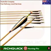 ARCHQUICK 12x 32" Archery Wood Arrow 5" Turkey Feathers for Recurve Bow Long Bow