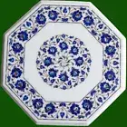 Lapis Lazuli Stone Coffee Table Top , Floral End Table , Marble Side Table Top