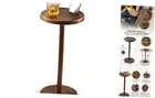 Pedestal Side Table, 10.6"x24" Acacia Weighted Base Drink Walnut Flat Base