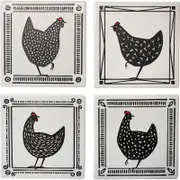 4pc LVD Ceramic Coasters Table Protector Square 9x9cm - Cluckers
