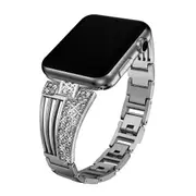 Suitable For Apple Watch Fan-Shaped Stainless Steel Alloy Flash Drill Strap-42/44mm-BLACK