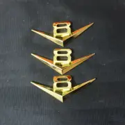 3x Chrome V8 Golden Metal Emblem Badge Decal Sticker Vehicle Racing Turbo Motors (for: Renault)