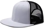 [MIASIFAN] Unisex Plain Flat Bill Adjustbale Baseball Cap Blank Snapback Mesh Trucker Hat