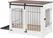 Dog Crate Furniture, Side Opening Wooden Dog Crate, Indoor Side Table, All Season Furniture Dog Crate with Tray and Cushion for Medium and Large Dogs(S)