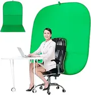 Portable Green Screen Chair, 59 in Greenscreen Backdrop with Stand Double Sided Foldable Green Background, Chroma Key, for Video Chats and Meetings, Photography, Photo Zoom, Streaming Games