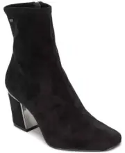 DKNY Women’s Cavale Microsuede Heeled Boots Stretch Booties Black Size US 8