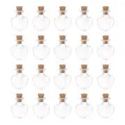 20pcs Mini Glass Bottles with Cork Peach Heart Shape Wishing Bottle