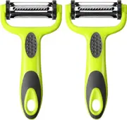 2 Pieces 3 in 1 Multi-function Peelers, Vegetable Peeler, Fruit Peeler, Swivel Peeler, Rotary Peeler, Carrot Peeler, Potato Peeler (Green14.6*7.6*3)