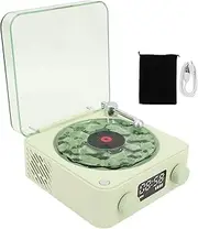 The Waves Bluetooth Speaker, Portable Four Modes Wireless Vintage Record Player, Waves Retro Record Player with Adjustable Lights, Sea White Noise for Bedroom, Party (Green)