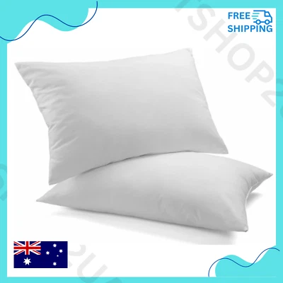 Royal Comfort Goose Down Feather Pillows 1000GSM 100% Cotton Cover - Twin Pack -