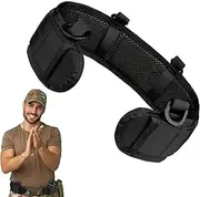 [Generic] War Belt Battle Belts, Outdoor Heavy Duty Quick-Release Combat Belt, Quick-Release Combat Waist Hip Support Padded Tool Work Belt Patrol Nylon Belt Protective Hunting Waist