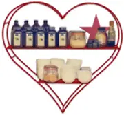 Red Valentines Day Hanging Heart Shelf Double Tiered Bookcase 24IN X 24IN X 4IN