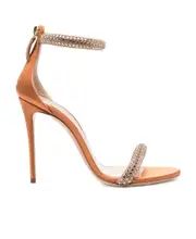 Casadei Scarlet Stratosphere Embellished Open Toe Sandals 37 Brown