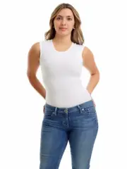 UNDERWORKS Woman's Ultra Light. Cotton Spandex White Compression Top Size Large