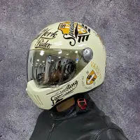 在飛比找蝦皮購物優惠-新款 哈雷復古頭盔 幽靈騎士個性頭盔 電動車頭盔 透氣頭盔 