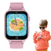 Kids Smart Watch Touch Screen Elastic Strap Smartwatch with Video Camera Pedometer-Pink