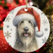Merry Xmas Irish Wolfhound Dog Santa Snow Winter Christmas Ornament Gift Decor