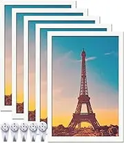 icariery 16x24 Picture Frame Set of 5, White Photo Frames High Transparent Wall Gallery Desktop Horizontal Vertical for Canvas Collage Photo Poster Certificate 16 x 24 inches