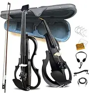 Premium Carbon Fiber Electric Violin Full Size 4/4,Professional Electric Violin for Beginner Adults,Teens,Electric Fiddle with Pro Pick up ZNDS-2301