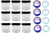 Empty Slime Storage Containers - 9 Pack, 13.5oz. Clear Jars 2 Sticker Labels NEW