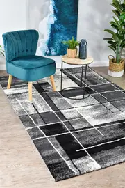 Pompon Verge Grey Black Rug