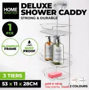 AU Home Master® Shower Caddy Deluxe Black Rust Bathroom Shelf Storage Organiser