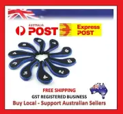 10 x Blue Zipper Golf Iron Cover Head Covers Wedge Protection Iron Set CY