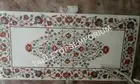 White Exclusive Marble Dining Hallway Table Top Carnelian Inlay Stone Décor...