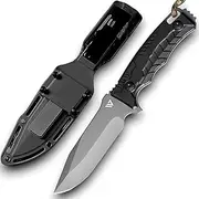 Wilora D2 Steel Full Tang Hunting Knife with Sheath, Sharpening Stone & Ferro Rod – Outdoor Survival Knife with ABS Handle, Ideal for Camping, Bushcraft, Hiking & Wilderness Use