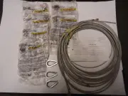 CROSBY CLIPS G-450 (LOT OF 6) WITH 3 SECTIONS OF 19' 1/8" STEEL CABLE & 3 GUIDES