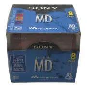 Brand new Sony 8MDW80CL Recordable MD Mini Disc 8 Pack Multi Color SEALED NOS