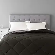 Amazon Basics Reversible, Lightweight Microfiber Comforter Blanket - King, Black/Gray