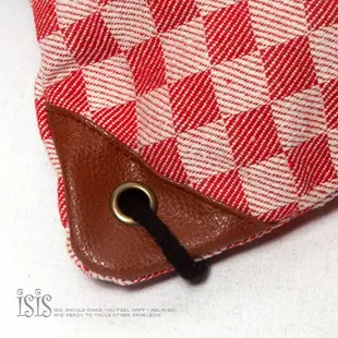 KURO-SHOP紅色系格紋 束口 帆布材質 後背包