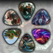 6 x DRAGON Guitar Picks, Genuine Celluloid Guitar Picks