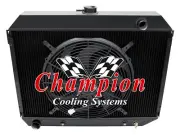 AL 3 Row Black Finish Radiator,16" Fan for 1970-1974 Dodge Challenger Big Block