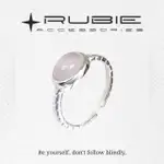 【RUBIE ACCESSORIES】橢圓形天然白玉髓S925純銀開口戒指(YJ0008XGN)